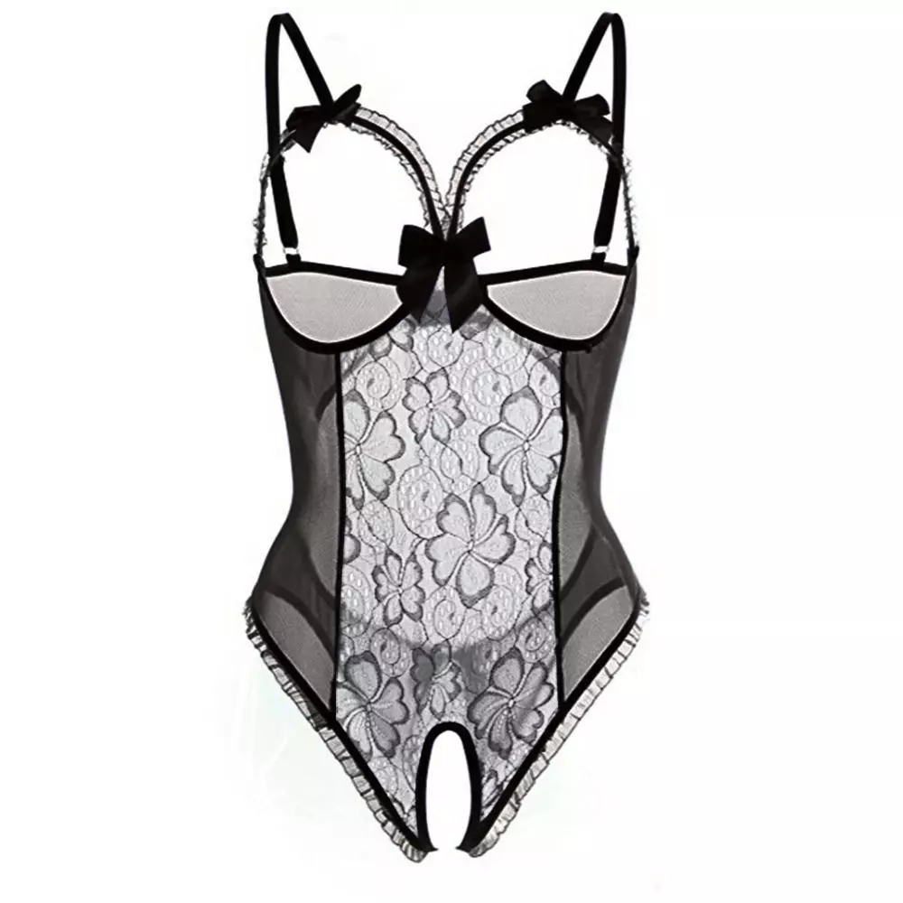 Babydoll Chemise Night - Kadınlar Seksi Açık Sütyen Askılı İç