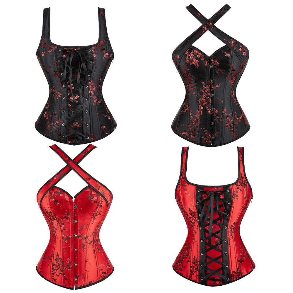 Corset Waist Cinch - Kadınlar için askıları ile korse çiçek