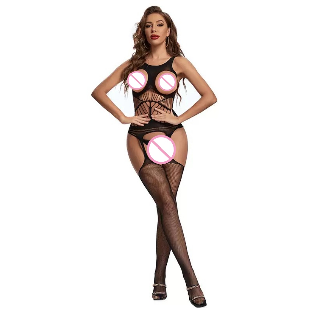 Bodystocking Fishnet - Crotchless Bodysuits Şeffaf Bodystocking Seks Cesur