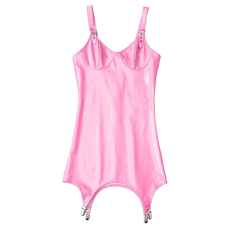 Bayan Parlak Metalik PVC Deri  - Babydoll Chemise Night incelemesi ve fiyatı